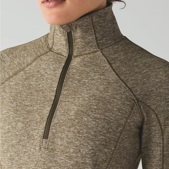 Lululemon Rush Hour 1/2 Zip Pullover Sz 6 Heathered Military Green 647 - Picture 4 of 9